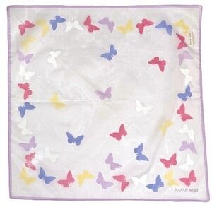 Hanae Mori Vintage Butterfly Gauze Handkerchief Neckerchief